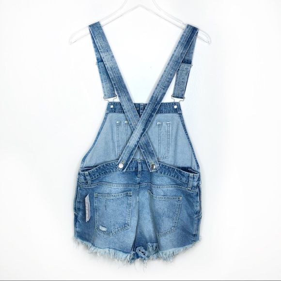 Free People June Shortalls Denim Cutoff Overalls - Picture 8 of 10